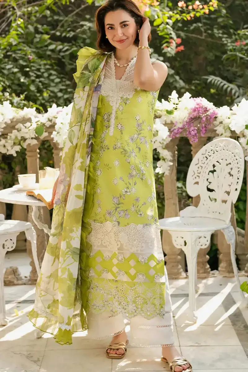 Citrus Green Elegance Printed Lawn
