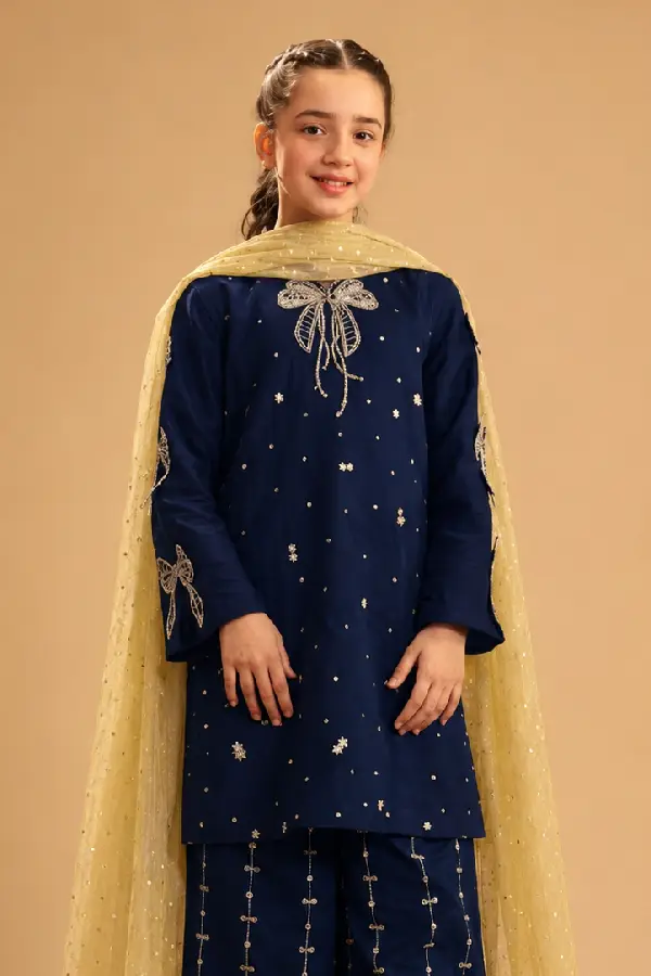 Starlit Navy Embroidered Lawn